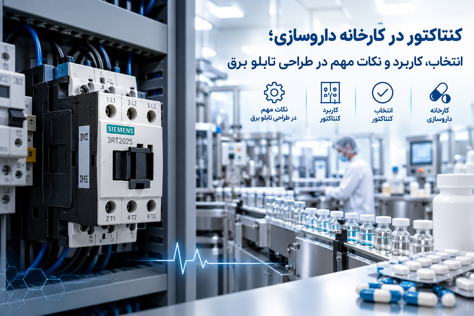 کنتاکتور در کارخانه داروسازی؛ انتخاب، کاربرد و نکات مهم در طراحی تابلو برق