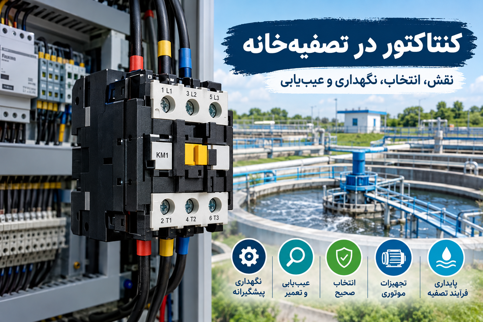 کنتاکتور در تصفیه‌خانه؛ راهنمای کامل انتخاب، کاربرد و عیب‌یابی کنتاکتور در تصفیه آب و فاضلاب