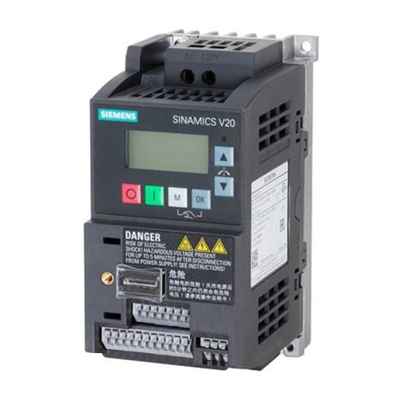 درایو V20 زیمنس 0.12 کیلو وات تکفاز با فیلتر 6SL3210-5BB11-2BV1