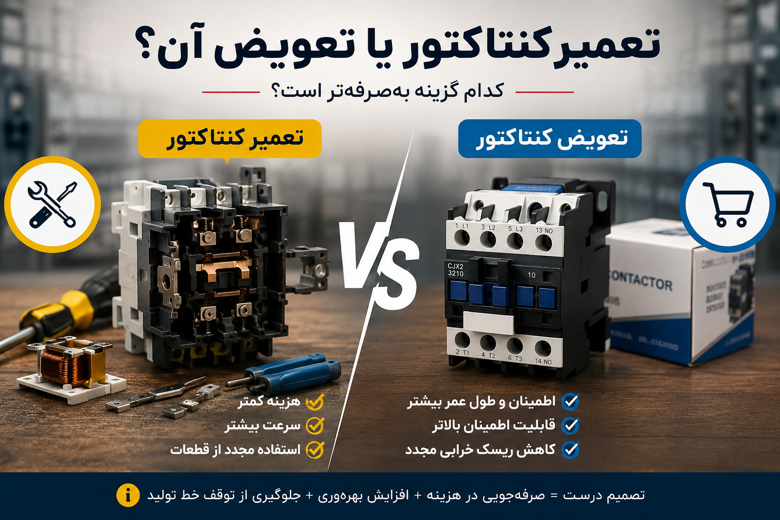آیا تعمیر کنتاکتور به‌صرفه‌تر از تعویض آن است؟